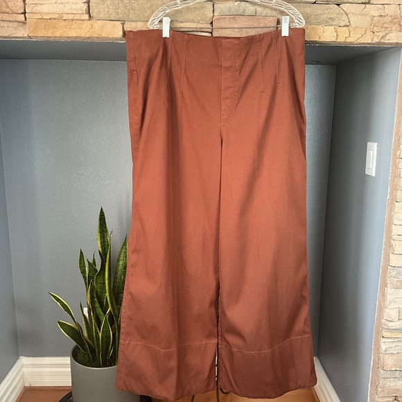 SPANX Stretch Twill Cropped Wide Leg Pants 20989T Minimalist Comfy Brown 2X Tall - Picture 2 of 10